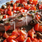 italiensk mørbrad, svinekød, basilikum, hvidløg, tomater, svampe,