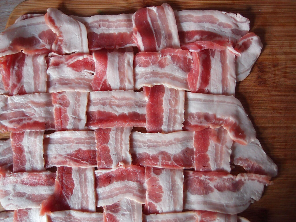 bacon, svinekød, bacon-skål, skål af bacon