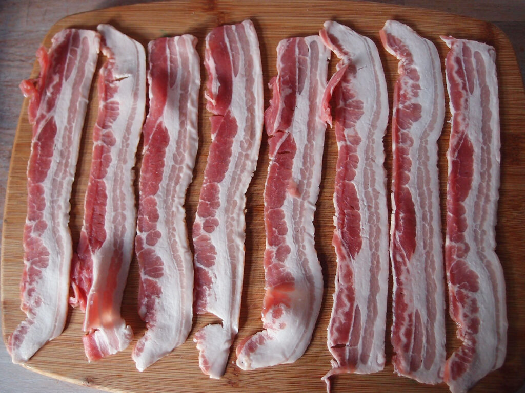 bacon, svinekød, bacon-skål, skål af bacon