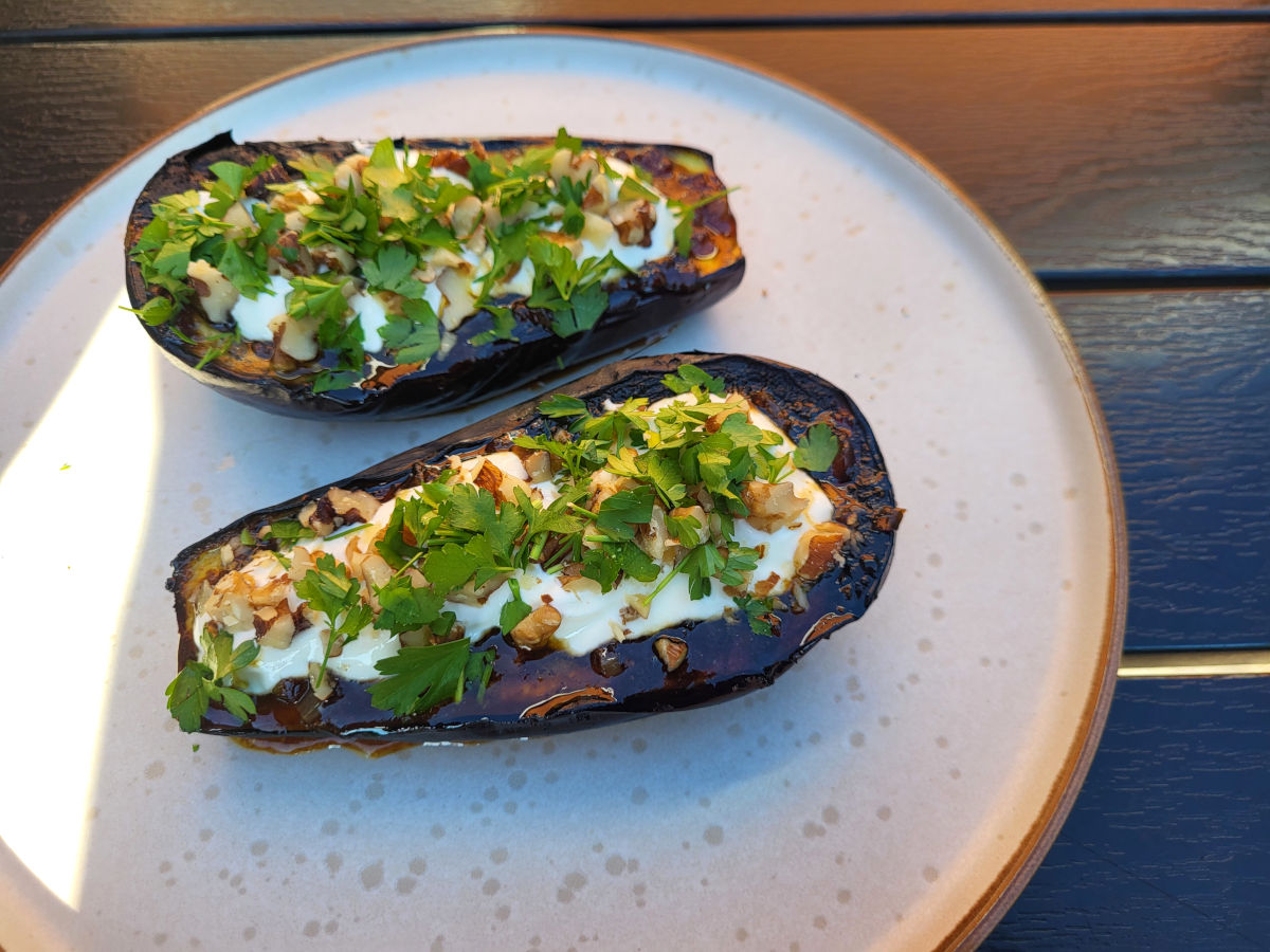 Grillede auberginer med creme